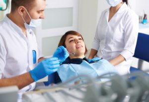 Patient having a dental checkup