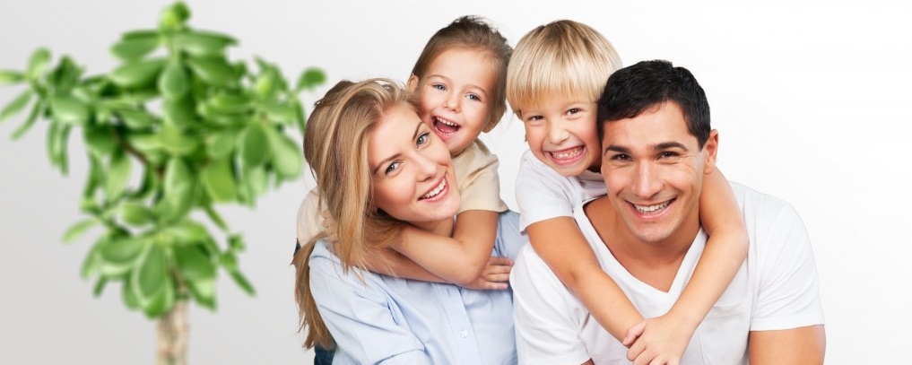 Family hanging out in the living room