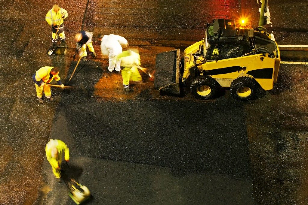 Compactor in a construction site