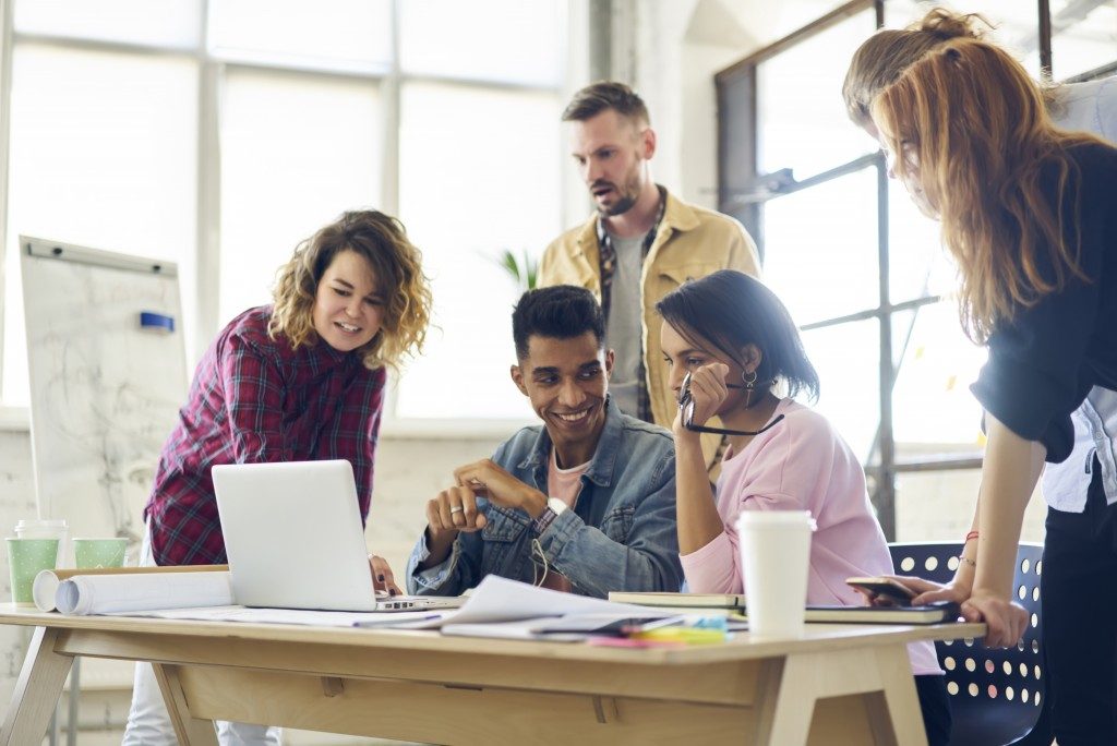 employees working in a shared space