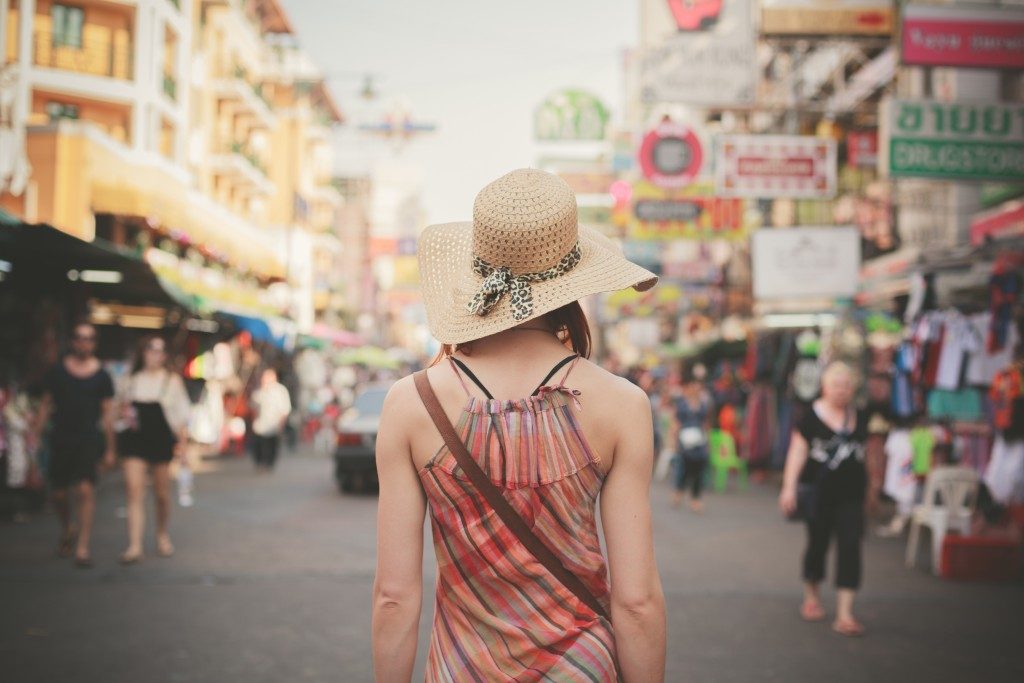 Woman walking along the streets