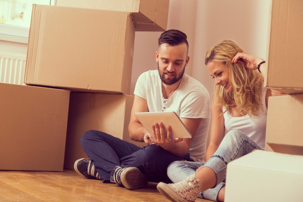 couple sitting in their new home