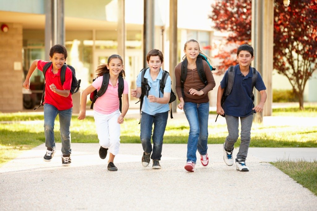 children running outside
