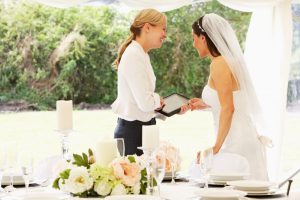 bride with the wedding planner