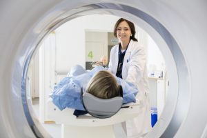 woman getting a CT scan