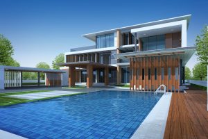 modern home with outdoor pool